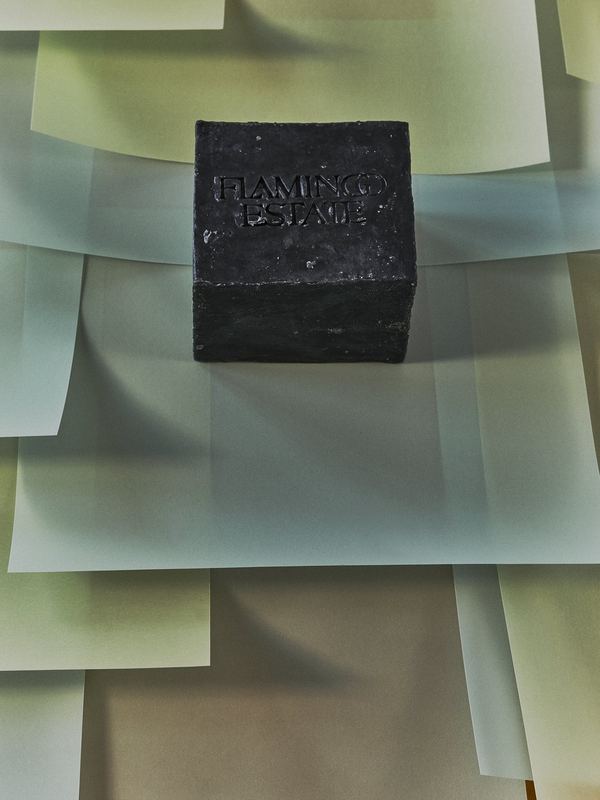 Charcoal soap on layered paper, Flamingo Estate by David Spector