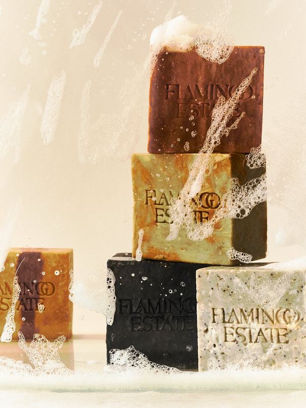 Stacked soaps with lather, Flamingo Estate by David Spector