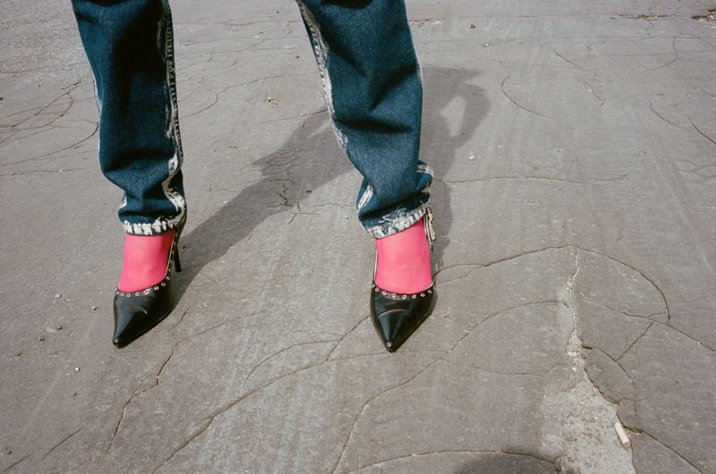 Pink socks and pointed flats, close, Lala Olsson by David Spector