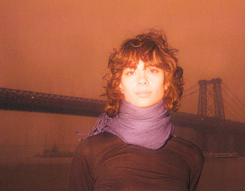 Purple scarf by the bridge, Orange Sky Portraits by David Spector