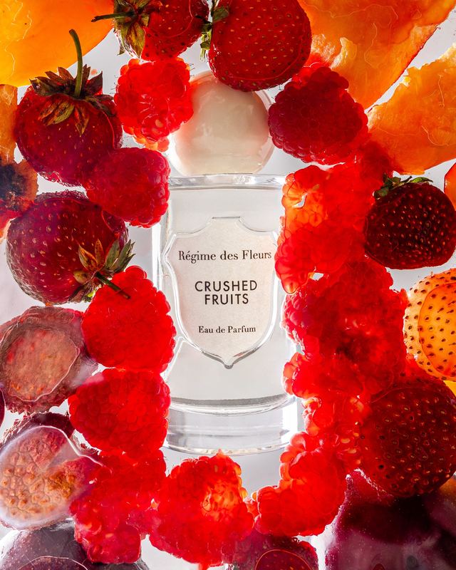 Crushed Fruits among strawberries and petals, Régime des Fleurs by David Spector