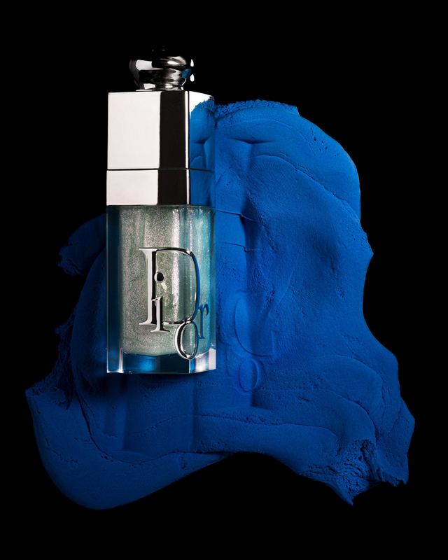 Lip oil on a smear of blue clay, Beauty Personal Work by David Spector