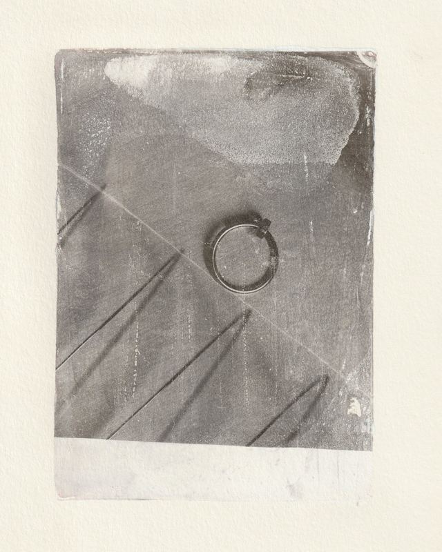 Ring on a diagonal, grey gelli print, Cartier Gelli Prints by David Spector