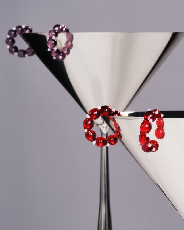 Red beaded rings on a steel cone, Keane Art Deco by David Spector
