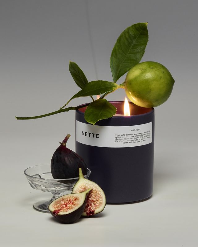 Candle with figs and a lime branch, Nette by David Spector