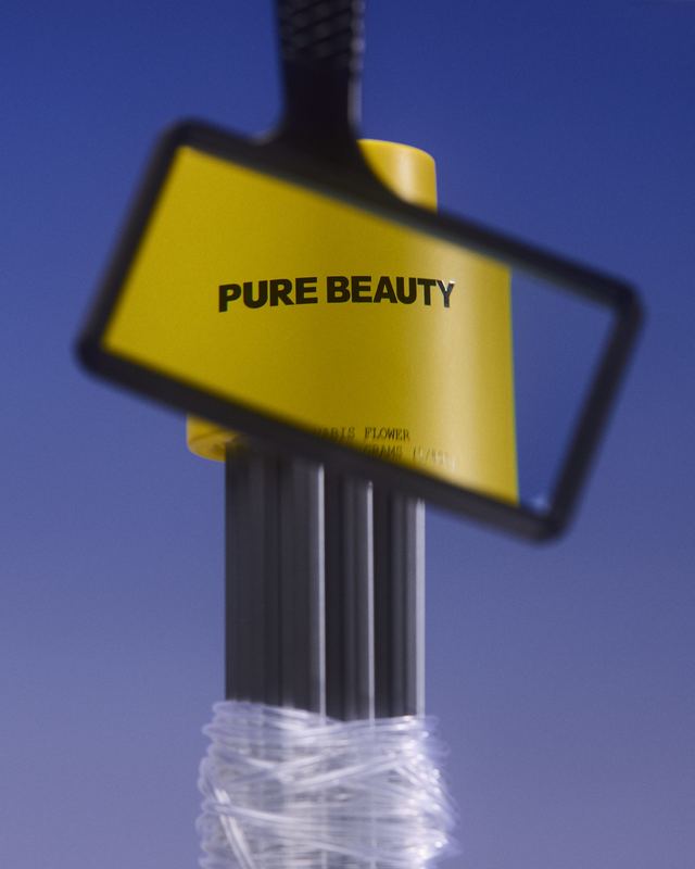 Yellow pack held in a clamp, Pure Beauty by David Spector