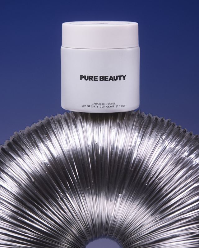 White jar on silver ducting, Pure Beauty by David Spector