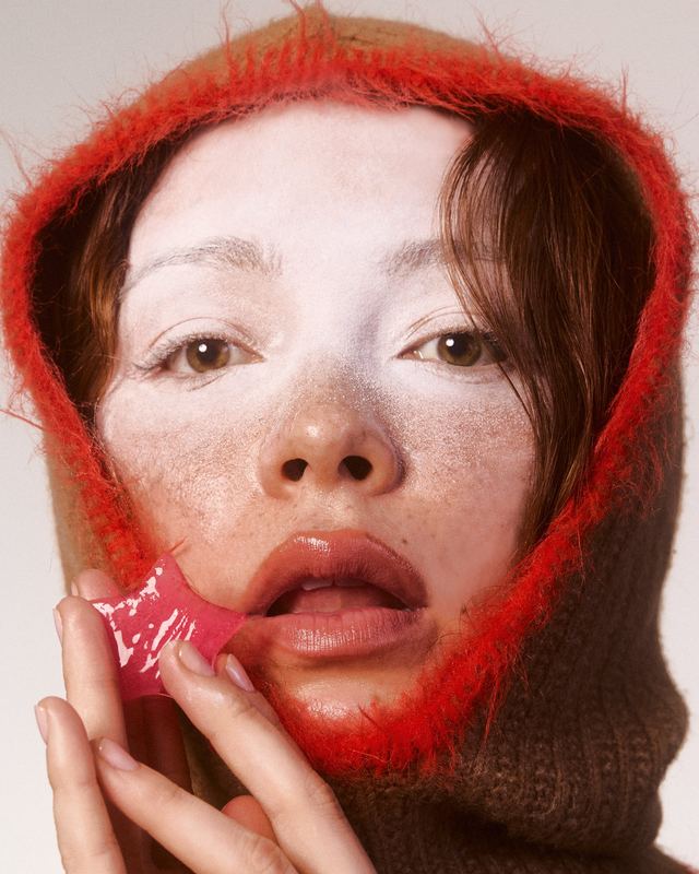 Frosted face, a red star at the lips, Snow Editorial by David Spector